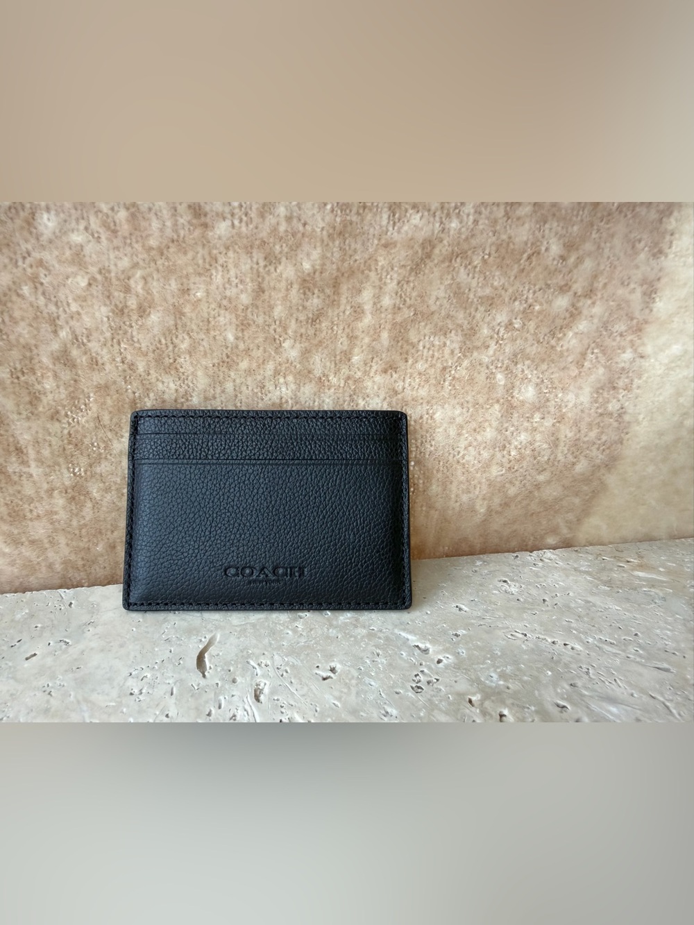 Coach Black Pebbled Leather Slim Card Case